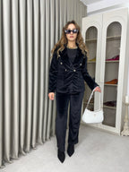 Kadife Omzu Vatkalı Takım