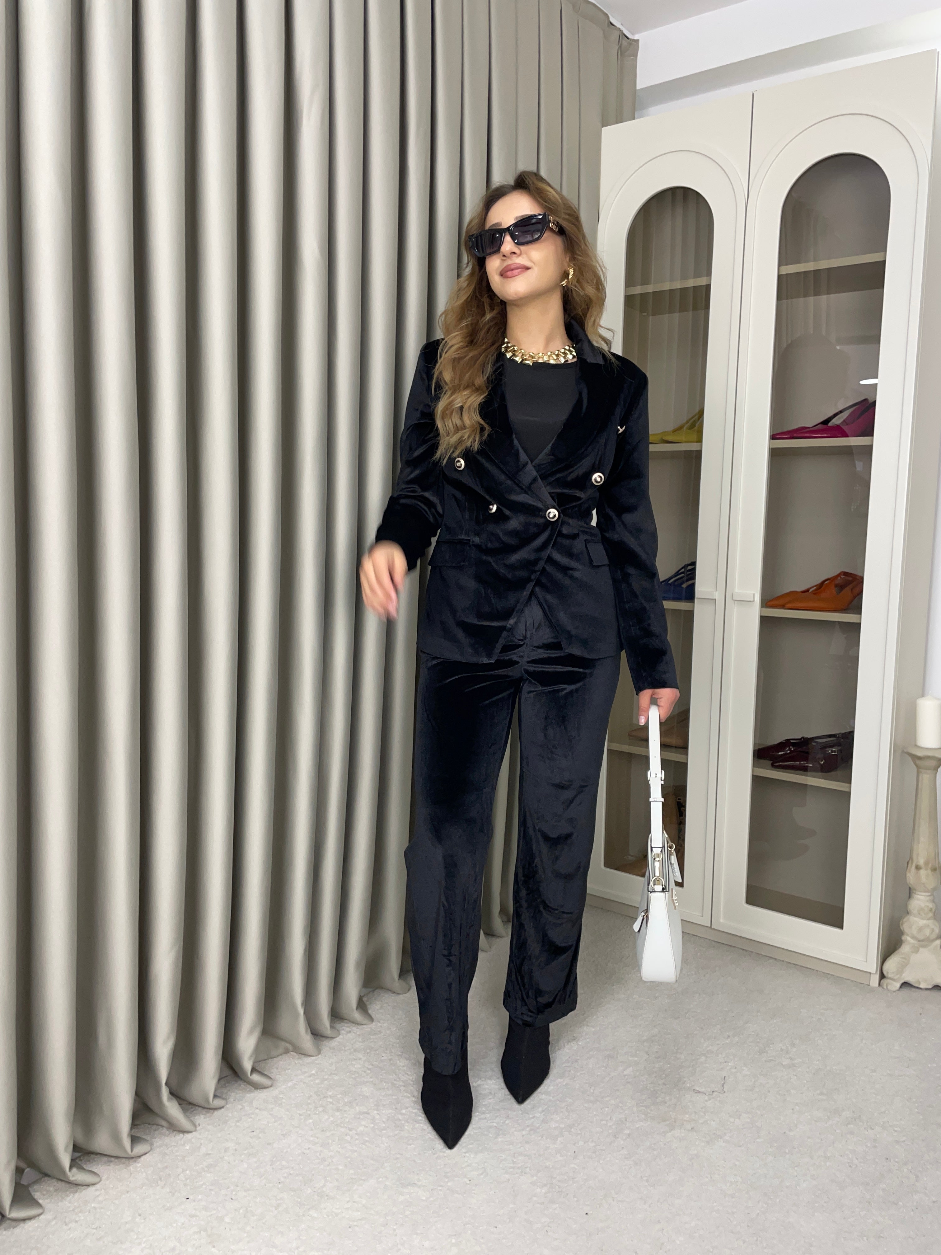 Kadife Omzu Vatkalı Takım