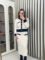 Triko Kalem Etekli Takım Düğme Detaylı