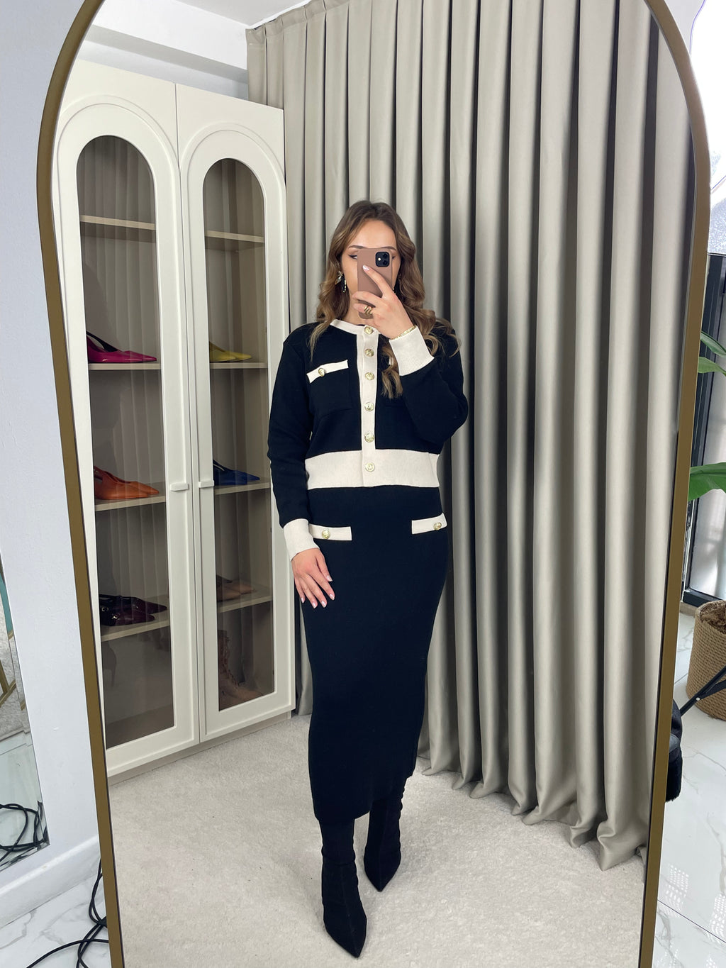 Triko Kalem Etekli Takım Düğme Detaylı