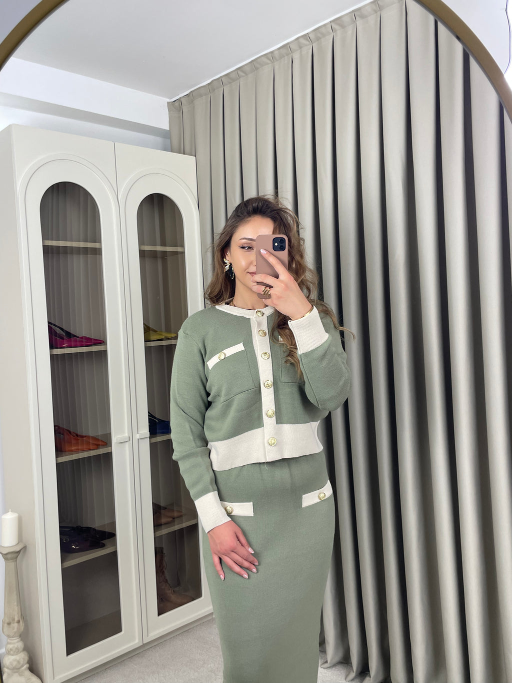 Triko Kalem Etekli Takım Düğme Detaylı