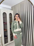 Triko Kalem Etekli Takım Düğme Detaylı