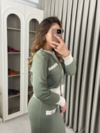 Triko Kalem Etekli Takım Düğme Detaylı