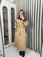 Deri Geçişli Trençkot