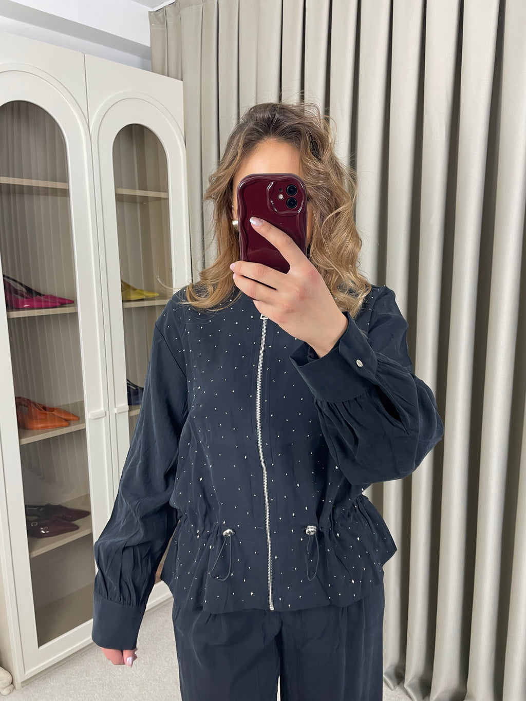 Beli Büzgülü Modal Taşlı Takım