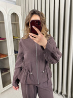 Beli Büzgülü Modal Taşlı Takım