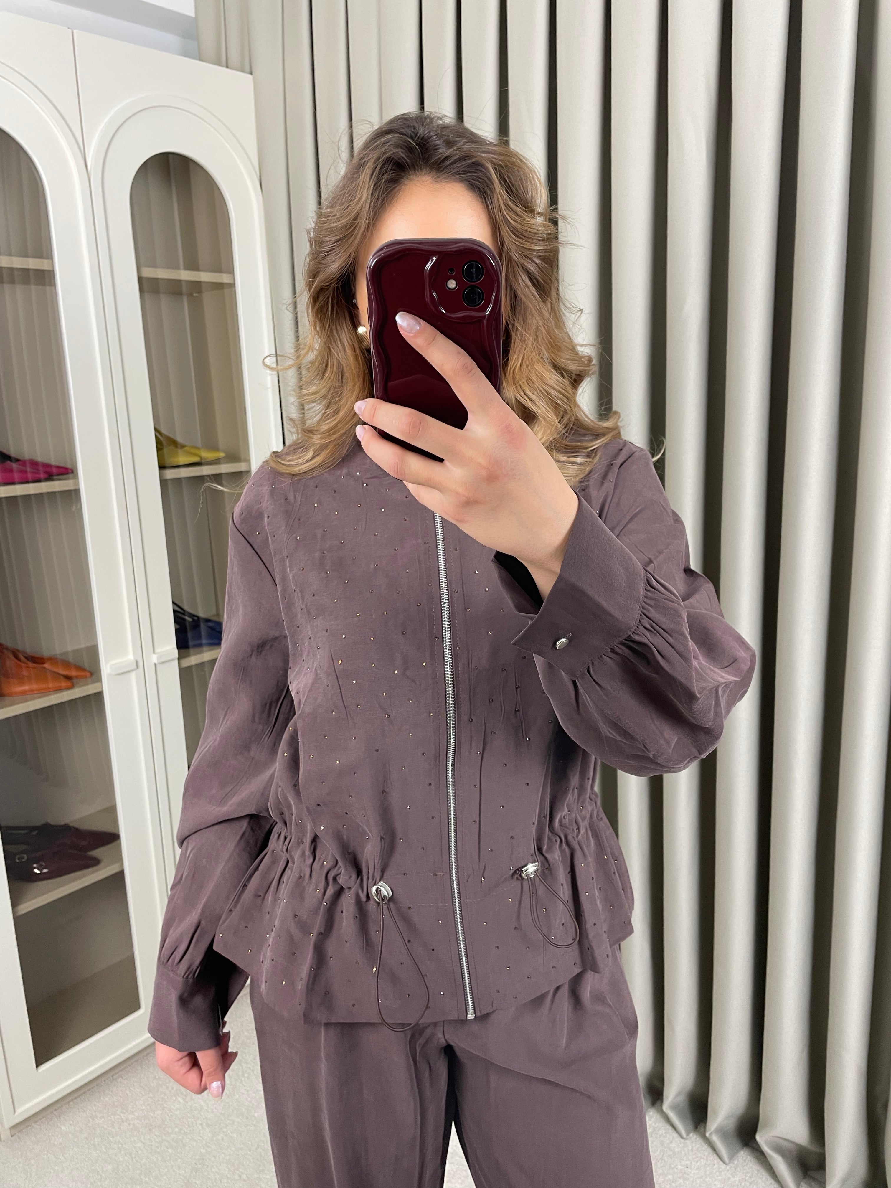 Beli Büzgülü Modal Taşlı Takım