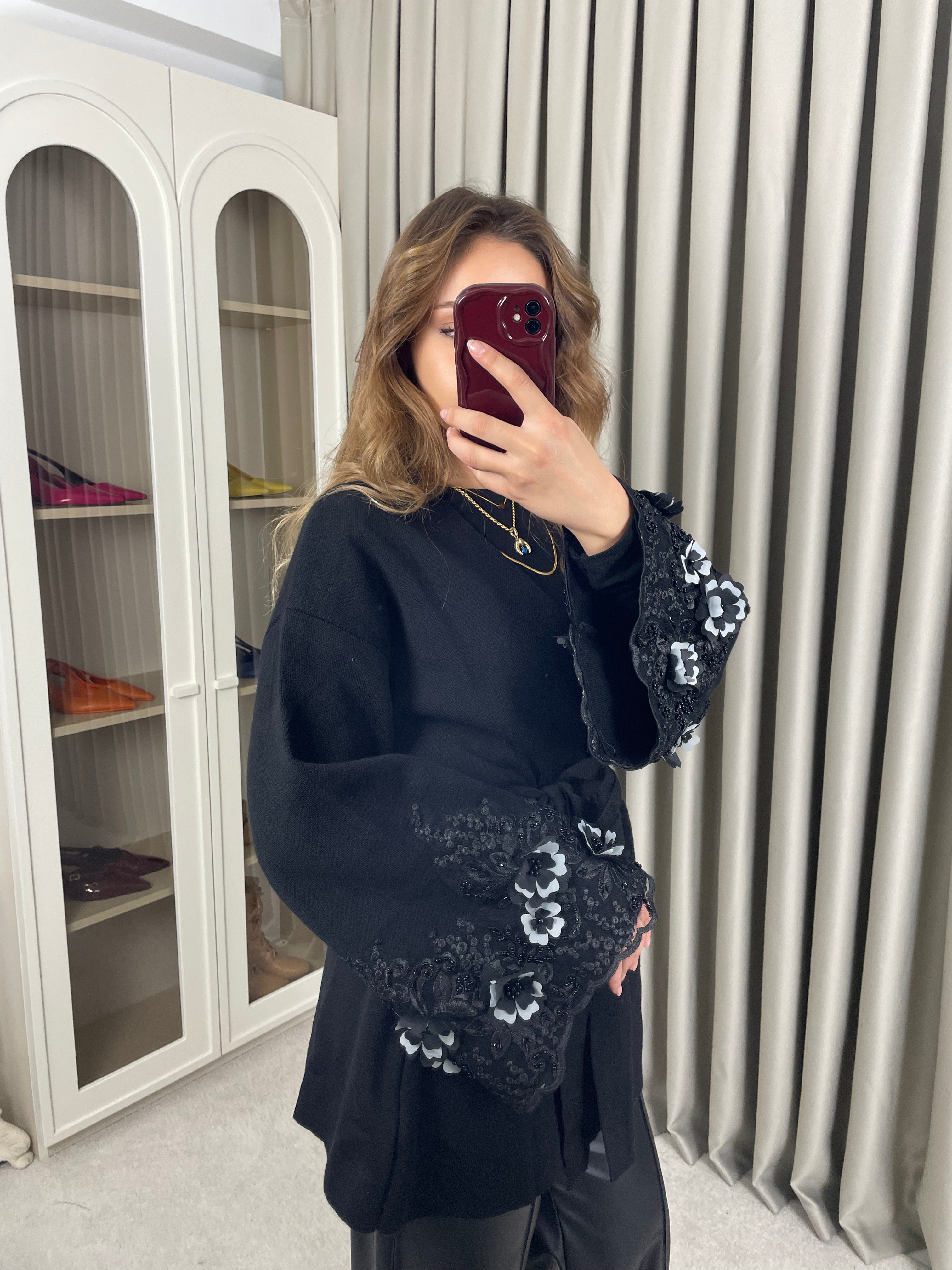 Kol Detaylı Belden Bağlamalı Kruvaze Hırka