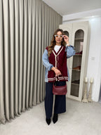 Oversize Angora Geçişli Kot Ceket