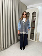 Oversize Angora Geçişli Kot Ceket