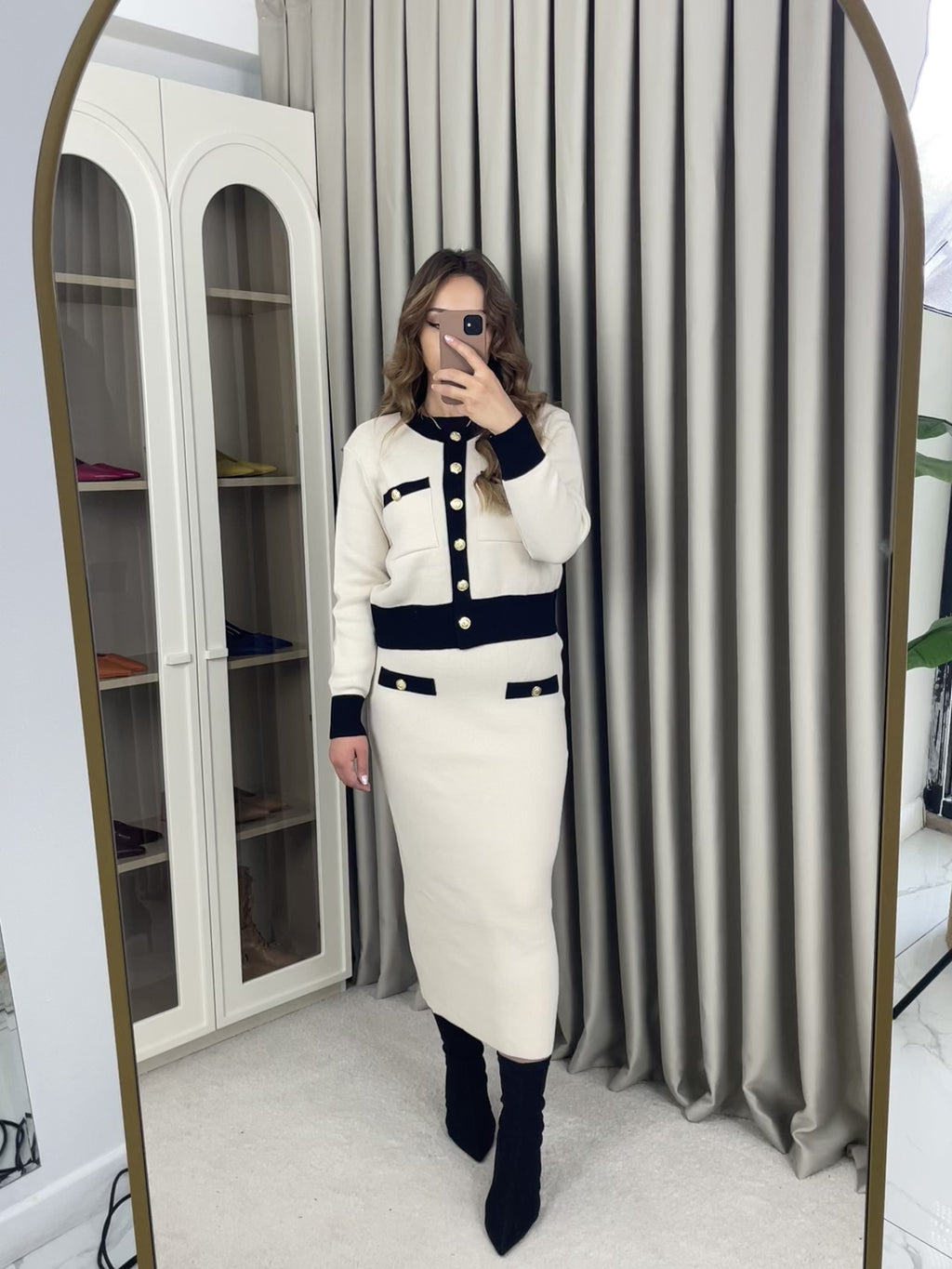 Triko Kalem Etekli Takım Düğme Detaylı