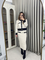 Triko Kalem Etekli Takım Düğme Detaylı