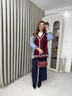 Oversize Angora Geçişli Kot Ceket